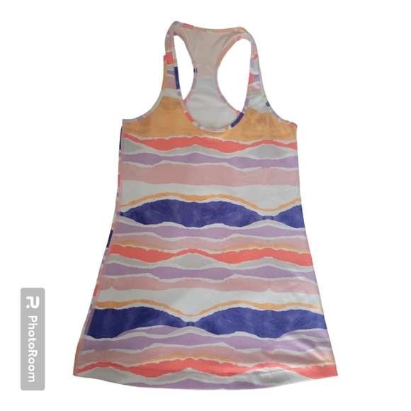 Lululemon Cool Racerback Bleacher Stripe White Iris Flower. Size 6? - Picture 3 of 7